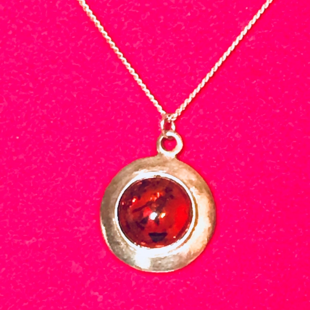 Sterling Amber Necklace
